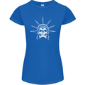 Statue of Liberty Skull USA Gothic Biker Womens Petite Cut T-Shirt Royal Blue