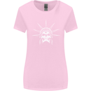 Statue of Liberty Skull USA Gothic Biker Womens Wider Cut T-Shirt Light Pink