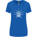 Statue of Liberty Skull USA Gothic Biker Womens Wider Cut T-Shirt Royal Blue