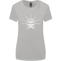 Statue of Liberty Skull USA Gothic Biker Womens Wider Cut T-Shirt Sports Grey