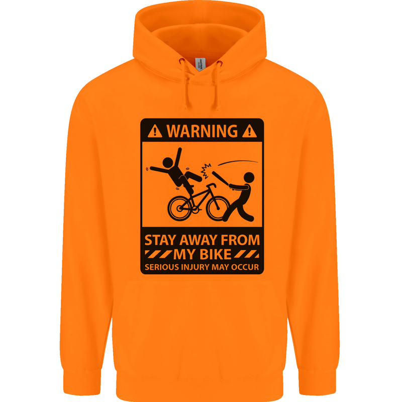 Stay Away From My Bike Cycling Cyclist Mens 80% Cotton Hoodie Orange