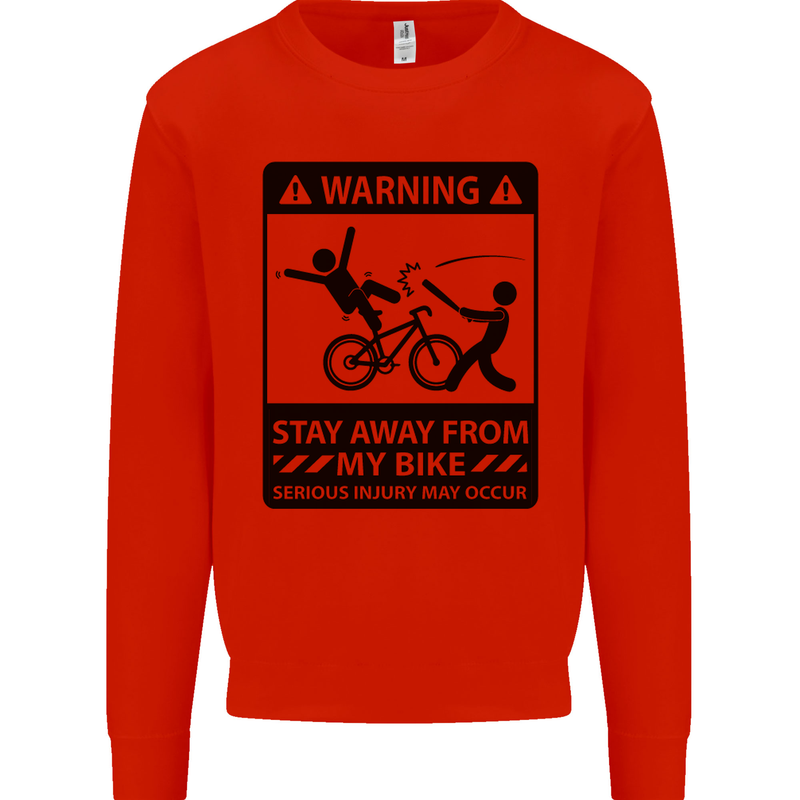 Stay Away From My Bike Cycling Cyclist Mens Sweatshirt Jumper Bright Red