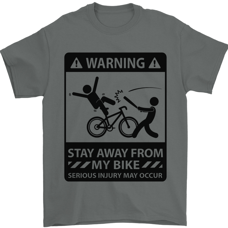 Stay Away From My Bike Cycling Cyclist Mens T-Shirt Cotton Gildan Charcoal