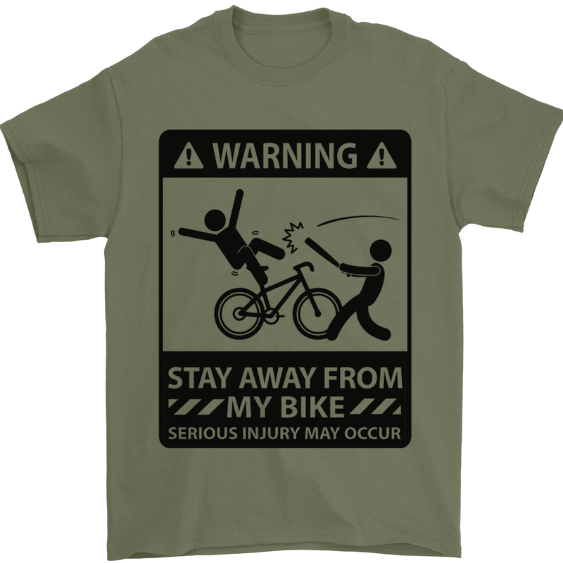 Stay Away From My Bike Cycling Cyclist Mens T-Shirt Cotton Gildan Military Green