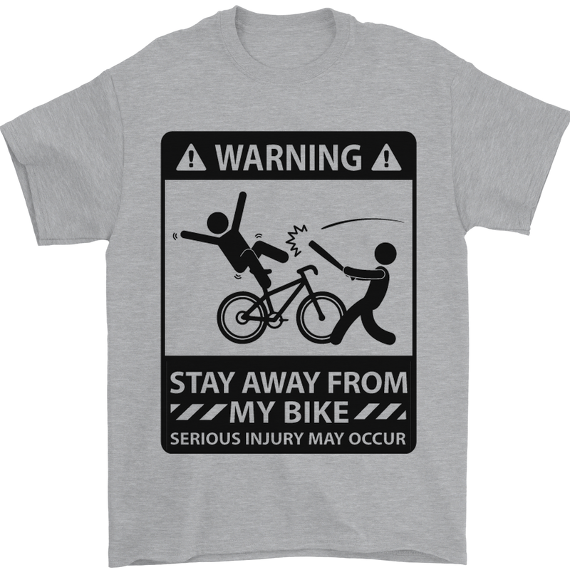 Stay Away From My Bike Cycling Cyclist Mens T-Shirt Cotton Gildan Sports Grey