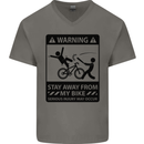 Stay Away From My Bike Cycling Cyclist Mens V-Neck Cotton T-Shirt Charcoal