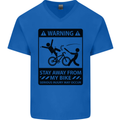 Stay Away From My Bike Cycling Cyclist Mens V-Neck Cotton T-Shirt Royal Blue