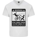 Stay Away From My Bike Cycling Cyclist Mens V-Neck Cotton T-Shirt White