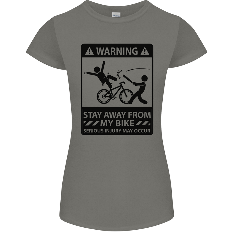 Stay Away From My Bike Cycling Cyclist Womens Petite Cut T-Shirt Charcoal