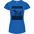 Stay Away From My Bike Cycling Cyclist Womens Petite Cut T-Shirt Royal Blue