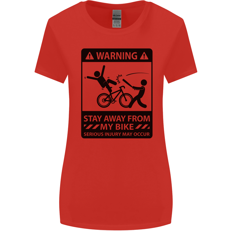 Stay Away From My Bike Cycling Cyclist Womens Wider Cut T-Shirt Red