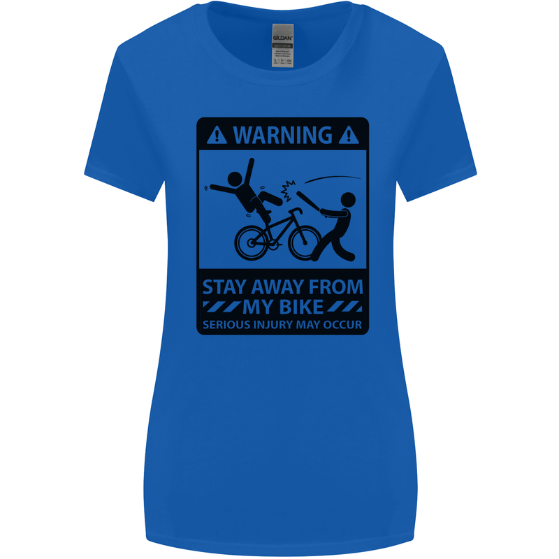 Stay Away From My Bike Cycling Cyclist Womens Wider Cut T-Shirt Royal Blue