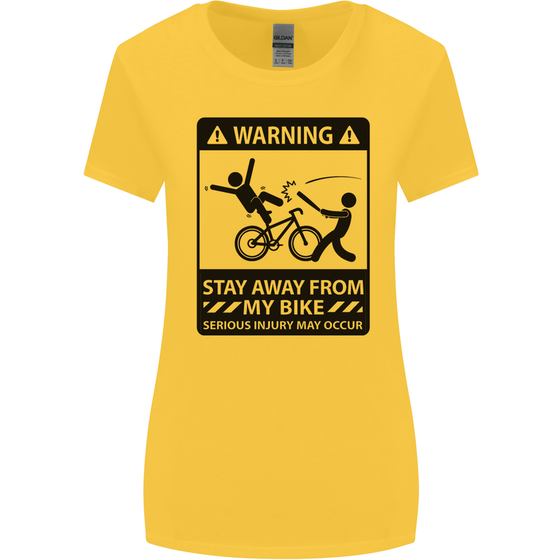 Stay Away From My Bike Cycling Cyclist Womens Wider Cut T-Shirt Yellow