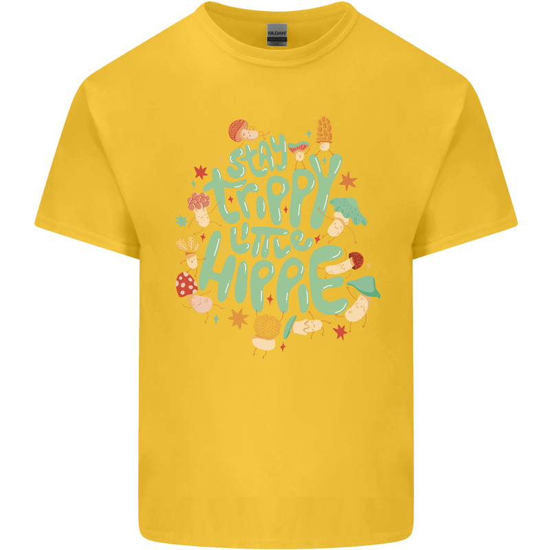 Stay Trippy Hippy Magic Mushrooms Drugs Kids T-Shirt Childrens Yellow
