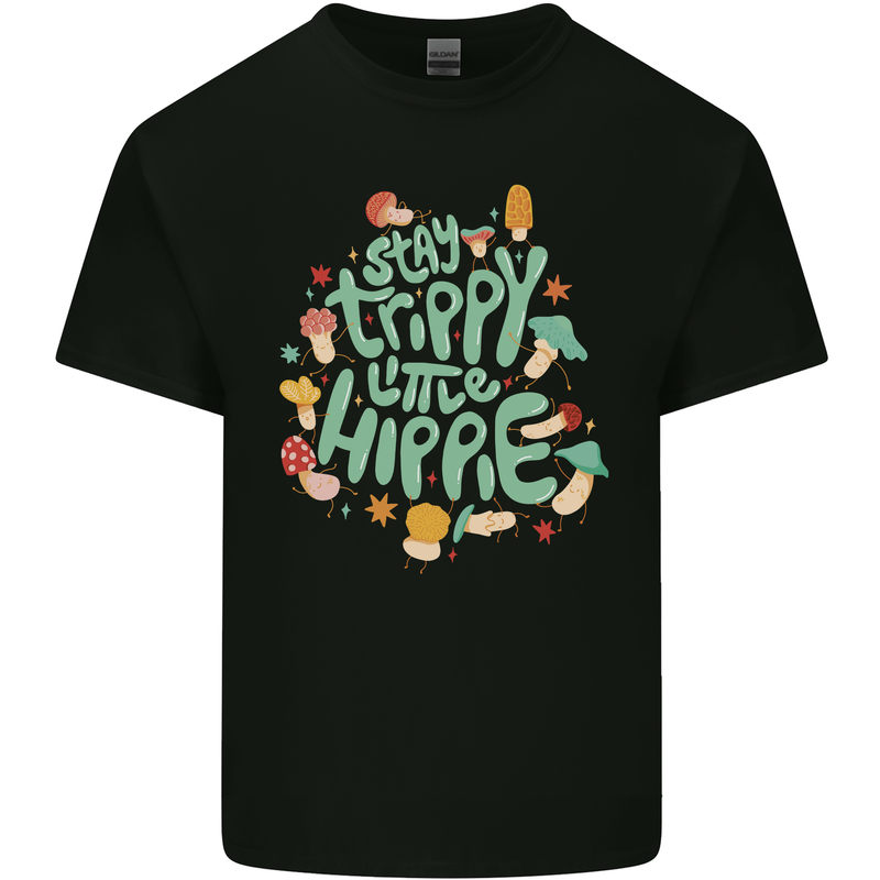 Stay Trippy Hippy Magic Mushrooms Drugs Mens Cotton T-Shirt Tee Top Black