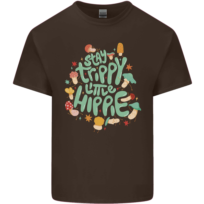Stay Trippy Hippy Magic Mushrooms Drugs Mens Cotton T-Shirt Tee Top Dark Chocolate