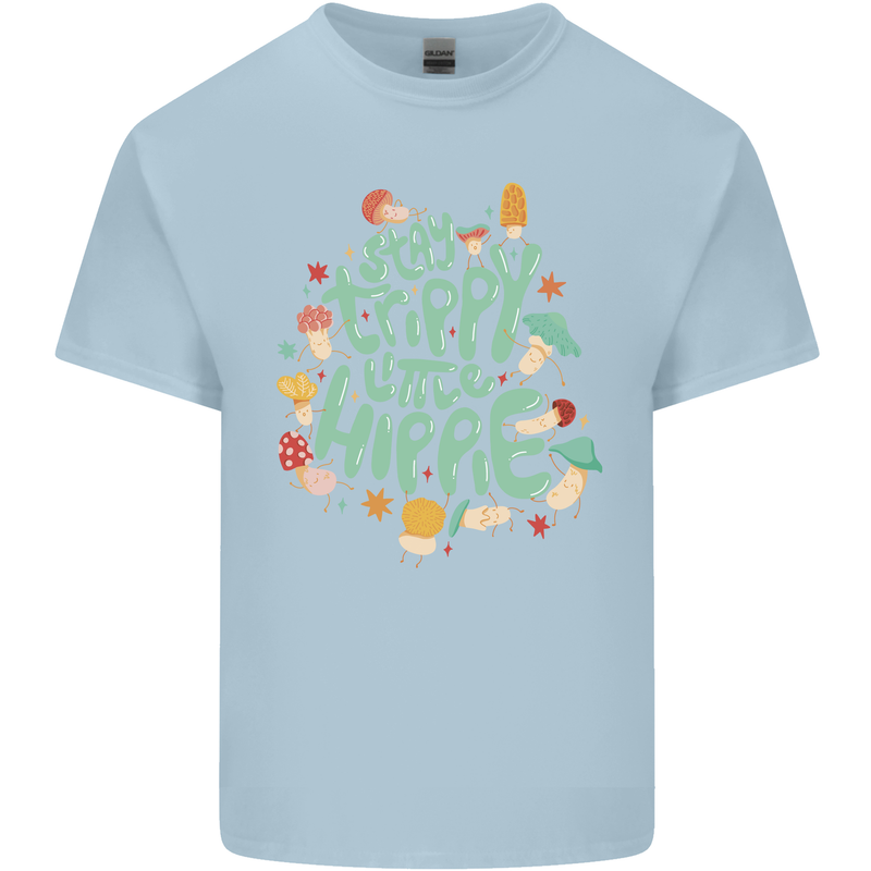 Stay Trippy Hippy Magic Mushrooms Drugs Mens Cotton T-Shirt Tee Top Light Blue