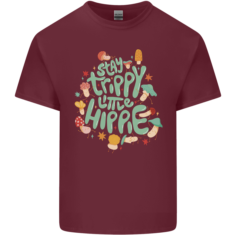 Stay Trippy Hippy Magic Mushrooms Drugs Mens Cotton T-Shirt Tee Top Maroon