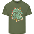 Stay Trippy Hippy Magic Mushrooms Drugs Mens Cotton T-Shirt Tee Top Military Green