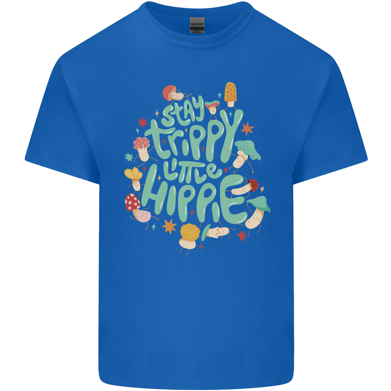 Stay Trippy Hippy Magic Mushrooms Drugs Mens Cotton T-Shirt Tee Top Royal Blue