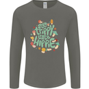 Stay Trippy Hippy Magic Mushrooms Drugs Mens Long Sleeve T-Shirt Charcoal