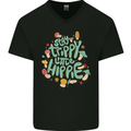 Stay Trippy Hippy Magic Mushrooms Drugs Mens V-Neck Cotton T-Shirt Black