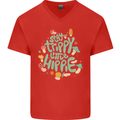 Stay Trippy Hippy Magic Mushrooms Drugs Mens V-Neck Cotton T-Shirt Red
