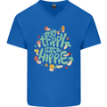 Stay Trippy Hippy Magic Mushrooms Drugs Mens V-Neck Cotton T-Shirt Royal Blue
