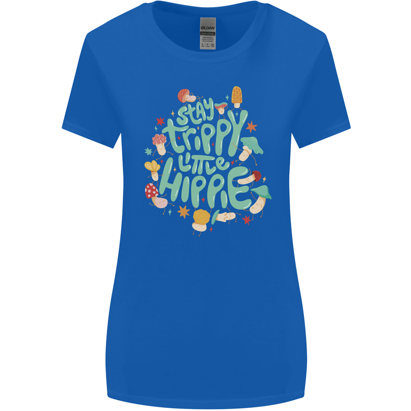 Stay Trippy Hippy Magic Mushrooms Drugs Womens Wider Cut T-Shirt Royal Blue