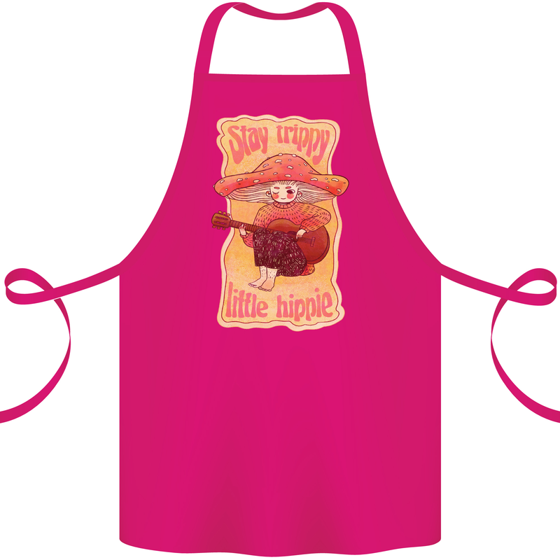 Stay Trippy Little Hippy Magic Mushroom LSD Cotton Apron 100% Organic Pink
