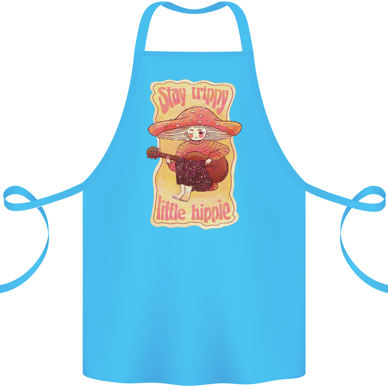 Stay Trippy Little Hippy Magic Mushroom LSD Cotton Apron 100% Organic Turquoise