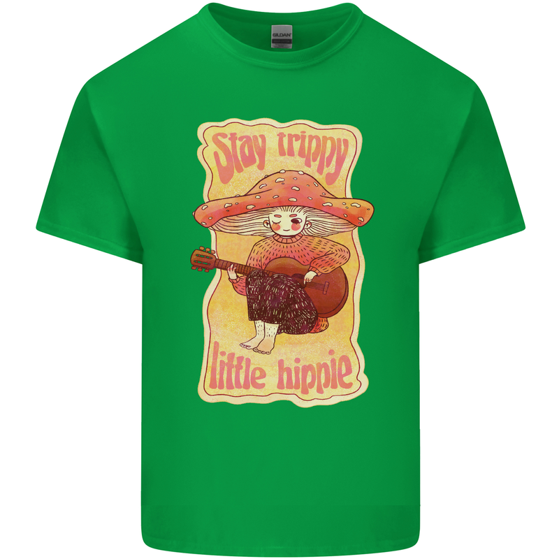 Stay Trippy Little Hippy Magic Mushroom LSD Mens Cotton T-Shirt Tee Top Irish Green