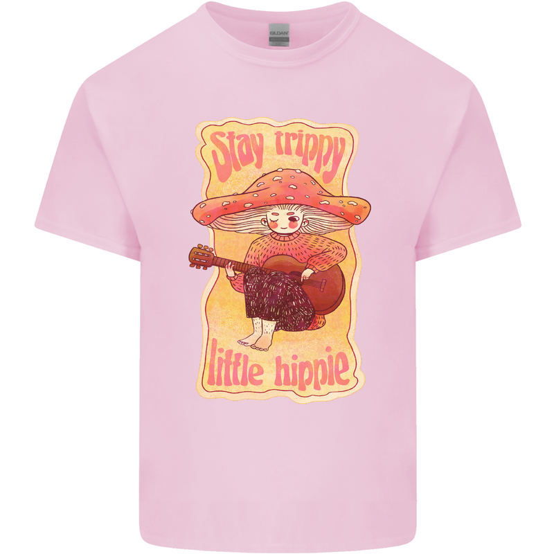 Stay Trippy Little Hippy Magic Mushroom LSD Mens Cotton T-Shirt Tee Top Light Pink