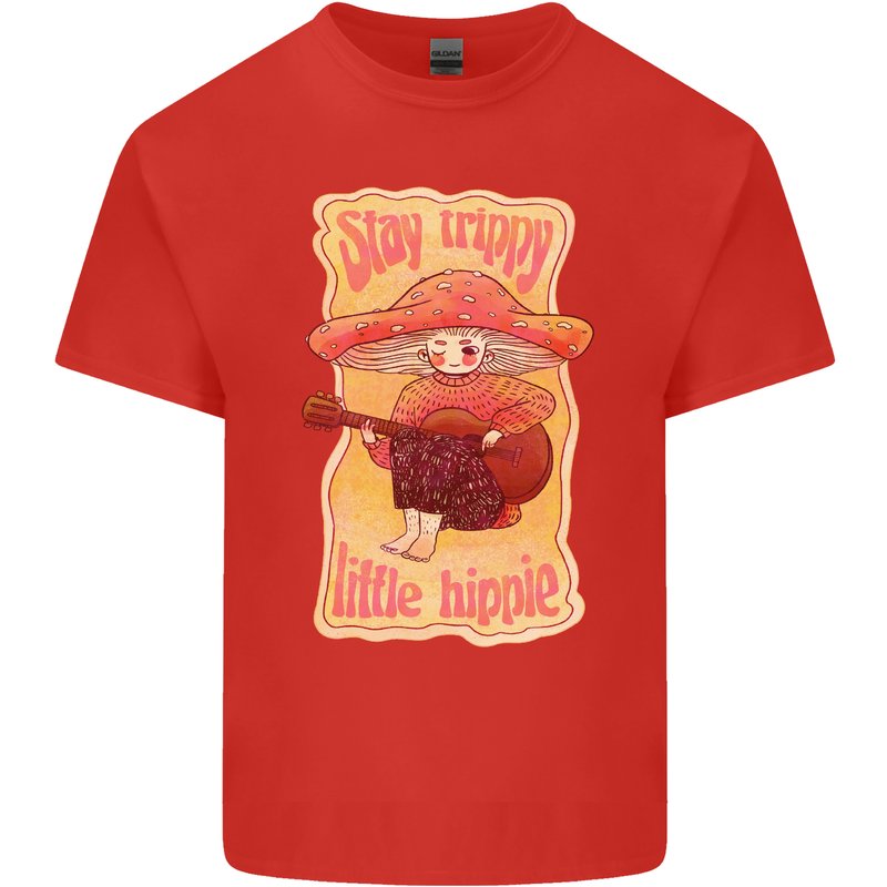 Stay Trippy Little Hippy Magic Mushroom LSD Mens Cotton T-Shirt Tee Top Red