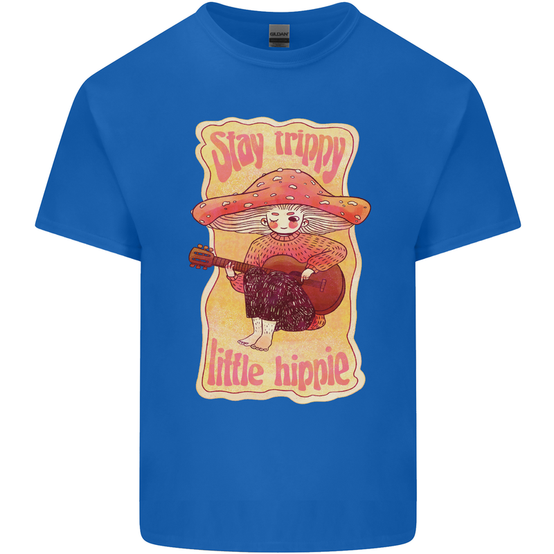 Stay Trippy Little Hippy Magic Mushroom LSD Mens Cotton T-Shirt Tee Top Royal Blue