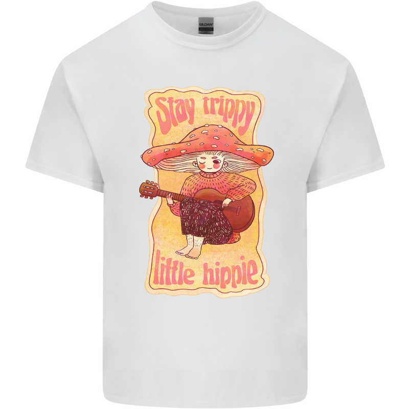 Stay Trippy Little Hippy Magic Mushroom LSD Mens Cotton T-Shirt Tee Top White
