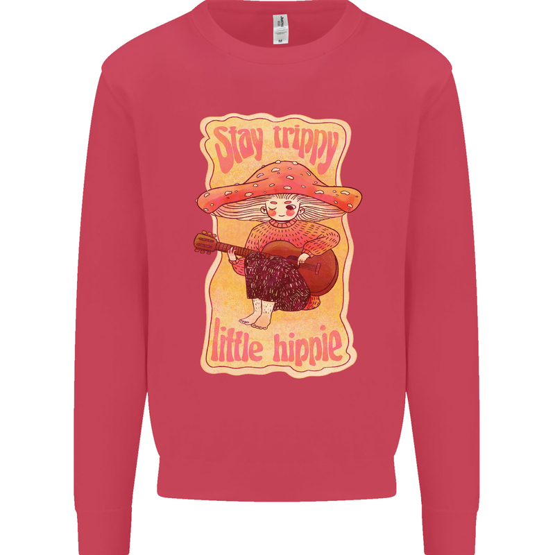 Stay Trippy Little Hippy Magic Mushroom LSD Mens Sweatshirt Jumper Heliconia