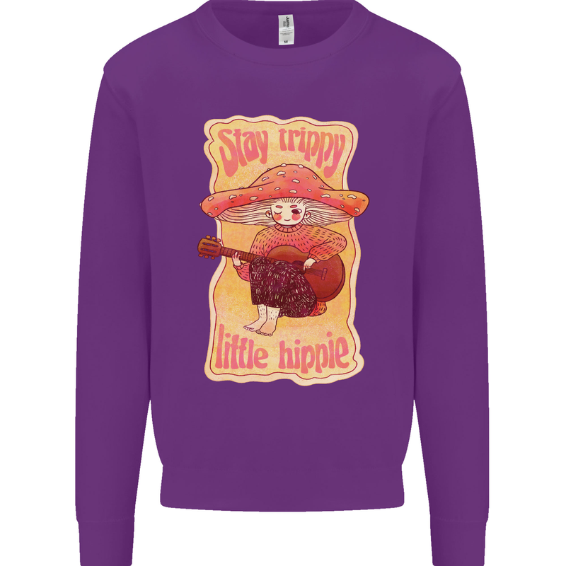 Stay Trippy Little Hippy Magic Mushroom LSD Mens Sweatshirt Jumper Purple