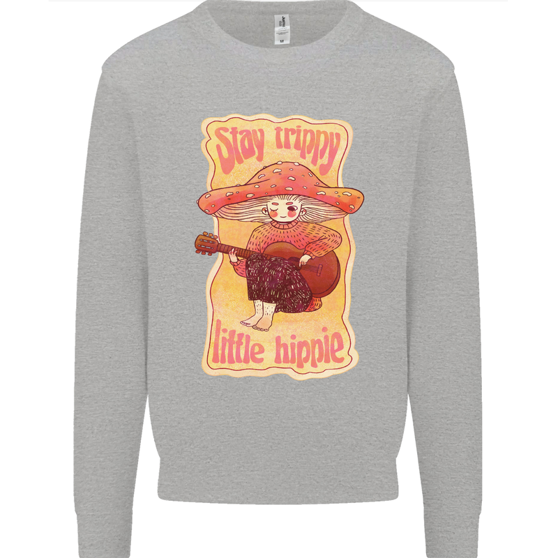Stay Trippy Little Hippy Magic Mushroom LSD Mens Sweatshirt Jumper Sports Grey
