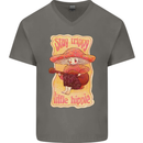Stay Trippy Little Hippy Magic Mushroom LSD Mens V-Neck Cotton T-Shirt Charcoal