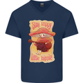 Stay Trippy Little Hippy Magic Mushroom LSD Mens V-Neck Cotton T-Shirt Navy Blue