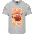 Stay Trippy Little Hippy Magic Mushroom LSD Mens V-Neck Cotton T-Shirt Sports Grey