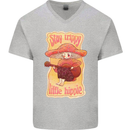 Stay Trippy Little Hippy Magic Mushroom LSD Mens V-Neck Cotton T-Shirt Sports Grey
