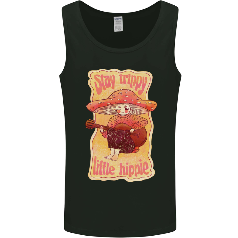 Stay Trippy Little Hippy Magic Mushroom LSD Mens Vest Tank Top Black