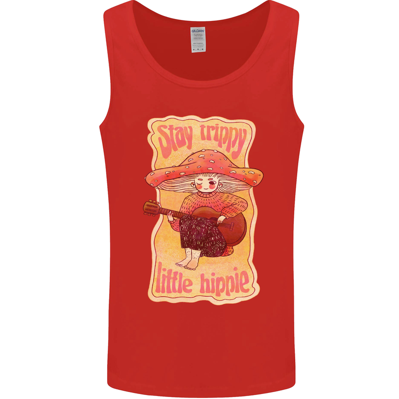 Stay Trippy Little Hippy Magic Mushroom LSD Mens Vest Tank Top Red