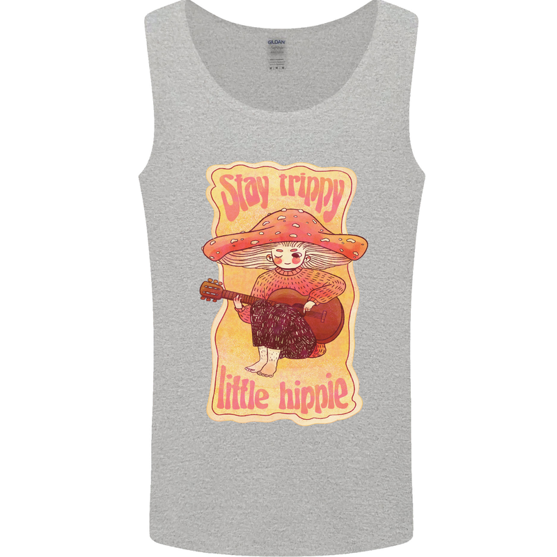 Stay Trippy Little Hippy Magic Mushroom LSD Mens Vest Tank Top Sports Grey