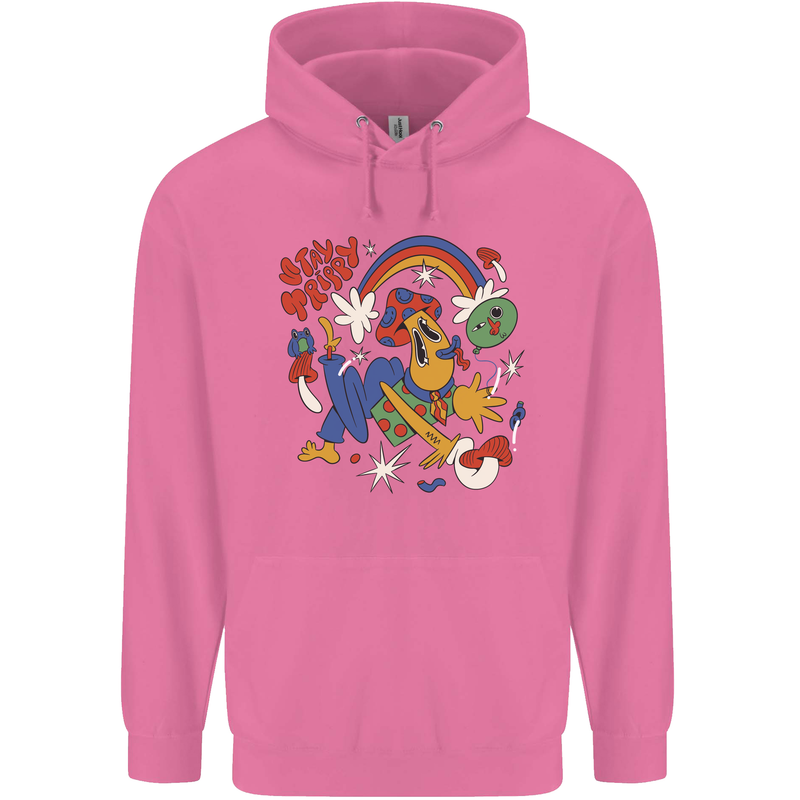Stay Trippy Magic Mushrooms LSD Childrens Kids Hoodie Azalea