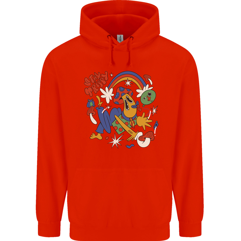 Stay Trippy Magic Mushrooms LSD Childrens Kids Hoodie Bright Red