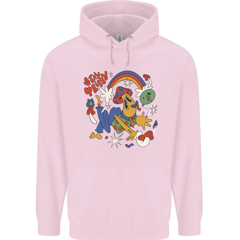 Stay Trippy Magic Mushrooms LSD Childrens Kids Hoodie Light Pink