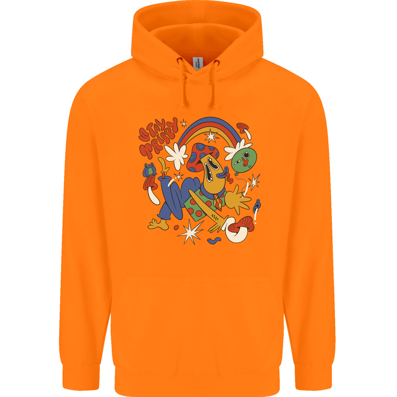 Stay Trippy Magic Mushrooms LSD Childrens Kids Hoodie Orange